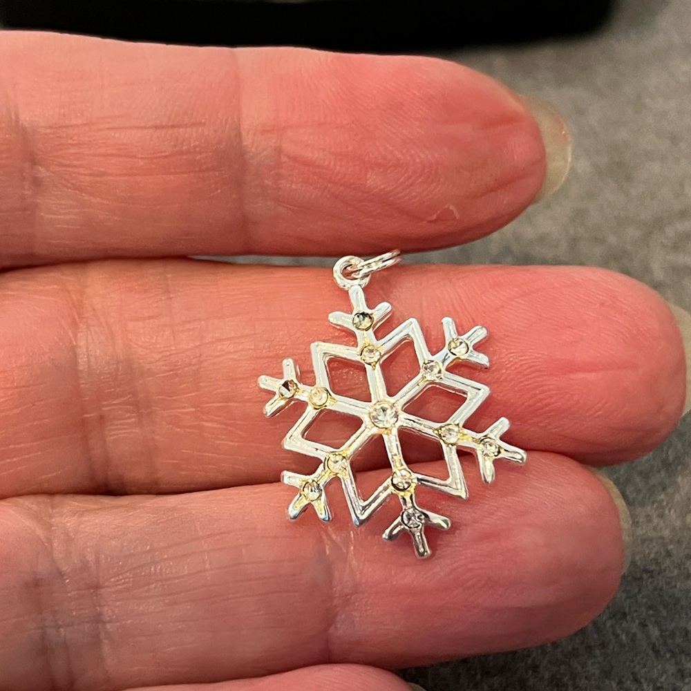 Sterling Snowflake Charm Rhinestone Accents - Picture 7 of 7
